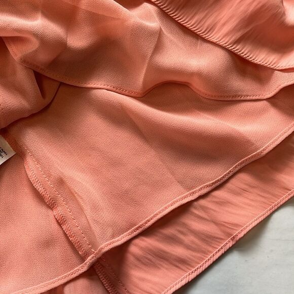 NWT Ramy Brook Peach Orange Long Embroidered Sleeve Ruched Elastic Waist Dress S - Picture 7 of 9